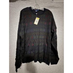 R&R Casuals Sweater Mens XL Multicolor Crewneck Geometric Knit‎ Pullover